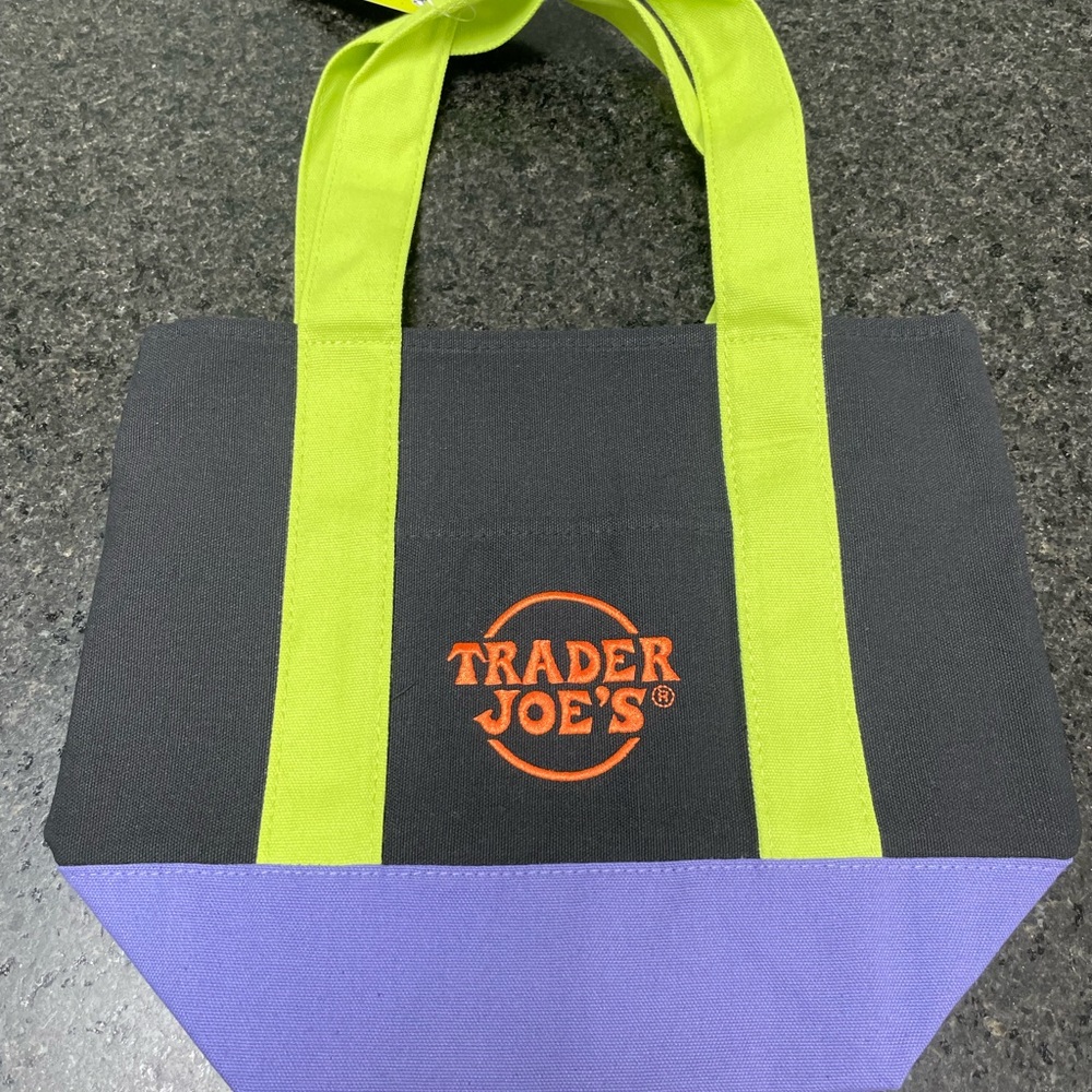 Trader Joe's Halloween Black/Green/Purple Canvas Mini Tote NWT